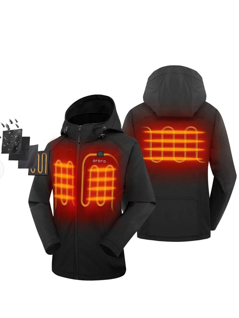 ORORO Women’s Small Heated Cold-Weather Jacket with Detachable Hood